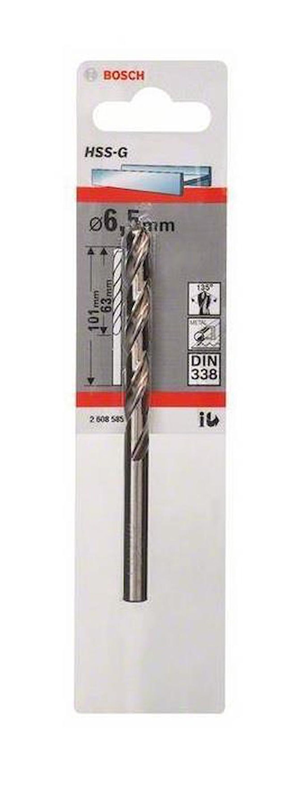 Bosch HSS-G 6,5 mm 1'li Taşlanmış Metal Matkap Ucu 2608585927